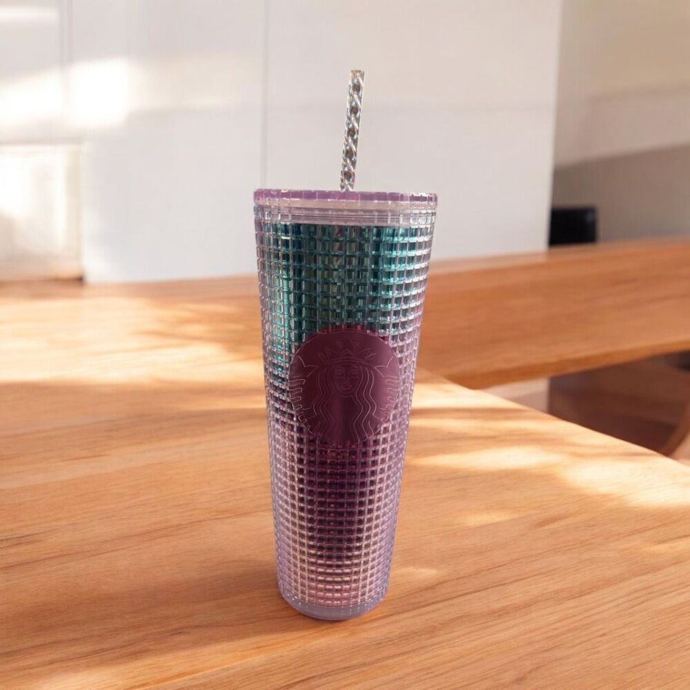 ✨Starbucks 2021 Summer Pink and Blue Grid Kaleidoscope 24 oz Venti Tumbler✨